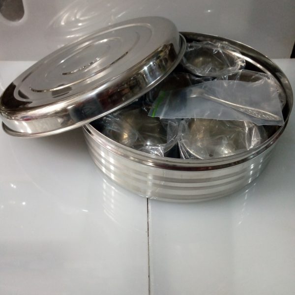 Stainless Steel Masala Box Large Size - 7 Pc Jars Spice Box
