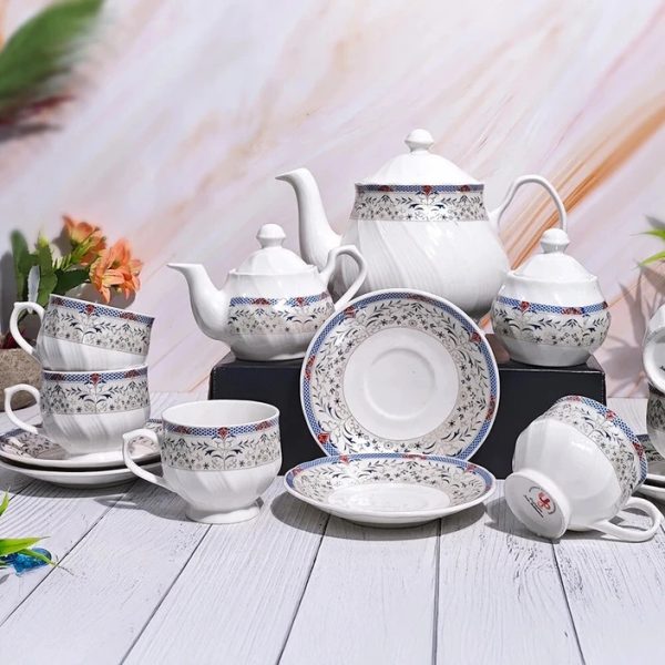 Tea Set for Adults Coffee Cups Set Teapot with Sugar Bowl and Milk Jug Wedding Tea Service