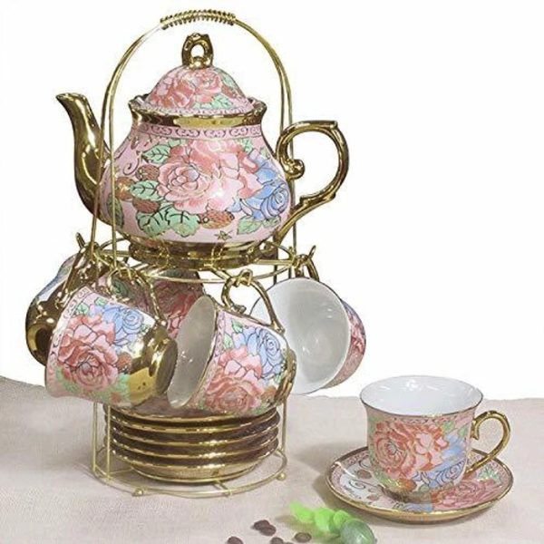 14 pieces Important Quality Tea Set With Metal stand